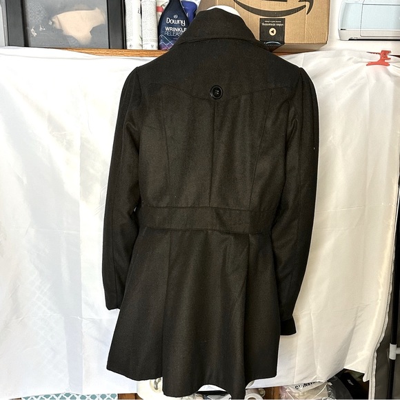 Women’s Black A-line Wool Winter Pea Coat XXL 2XL Dress Coat with Pockets - Picture 3 of 7